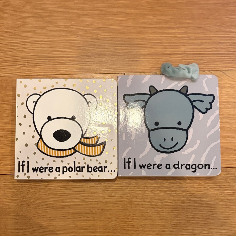 Jellycat If I Were a Polar Bear and Dragon Board Books - White and Blue